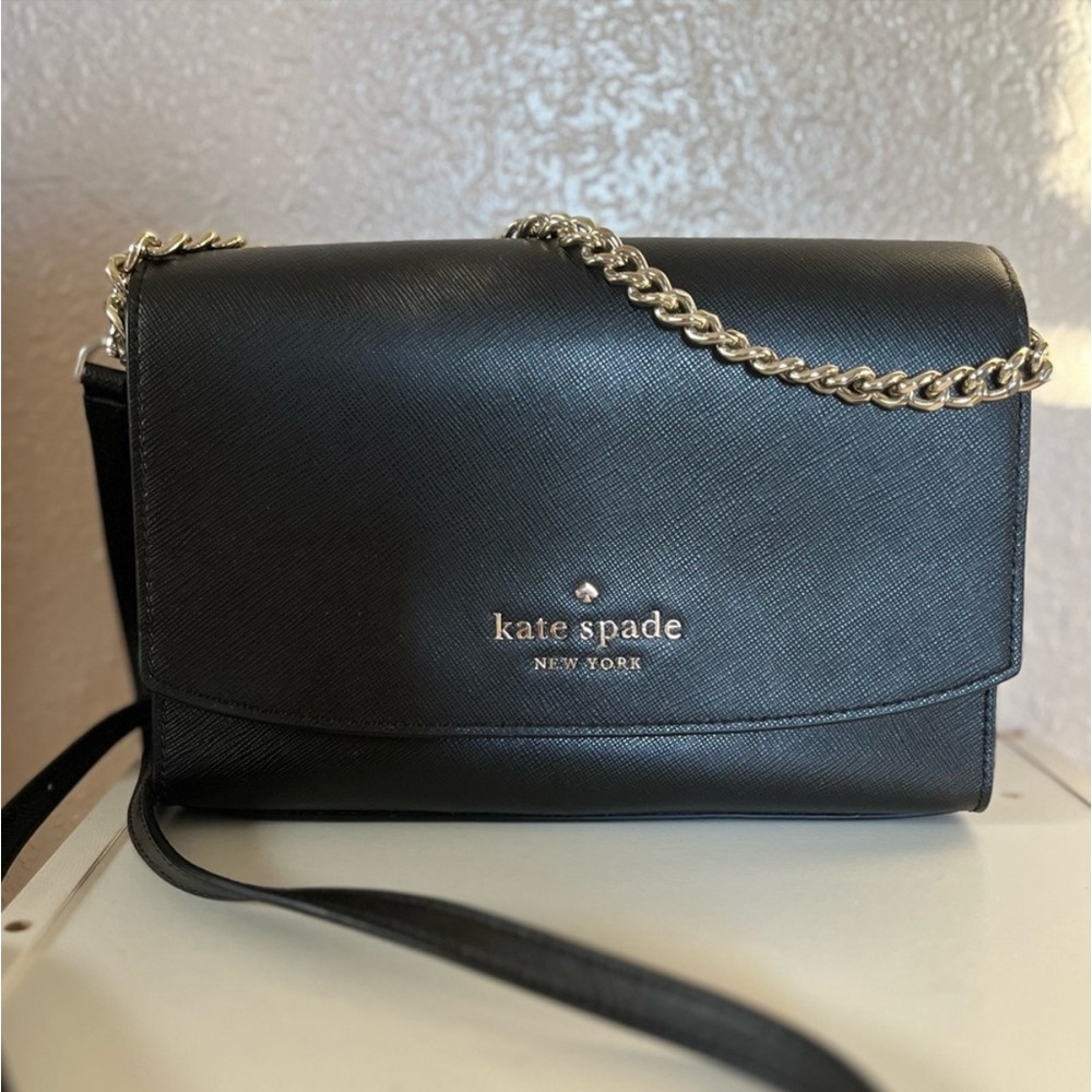 Kate Spade Black Crossbody with Gold Chain